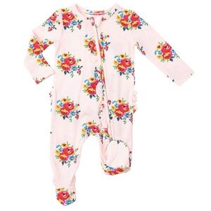 Angel dear floral bamboo ruffle footie